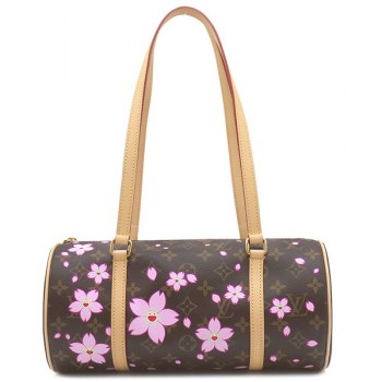 Louis Vuitton Handbag LV×TM Papillon MM Monogram Canvas Brown Takashi Murakami Cherry Blossom M13097 Used