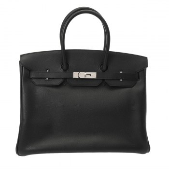Hermès Birkin 35 Black Vauvert Leather Handbag, K Stamp (2007), Unisex, AB Rank, Pre-Owned