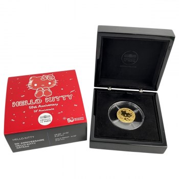 Hello Kitty 50th Anniversary Coin B Cake 2024 Gold Coin 50 Euro Used Excellent Condition N11010961