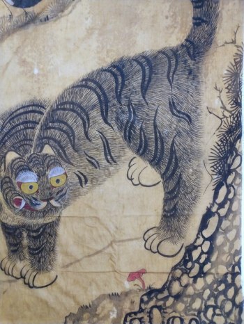 Wings of the Crane: B816 Korean Ancient Calligraphy - Goguryeo Tiger Painting, Authentic Handwritten Scroll