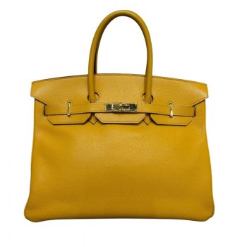 HERMES Birkin 35, Stamp F, Jaune d'Or with Gold Hardware, Chèvre Leather, Unisex, Pre-owned