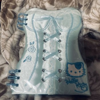 Rare, Hard-to-Find Hello Kitty Corset-Style Ring Note in Light Blue, Unused, Sanrio 2004