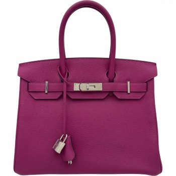 Hermès Birkin 30 Bag A Stamp Rose Purple with Silver Hardware - Used