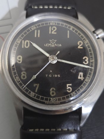 Super Rare Early Production Large Letter TG LEMANIA TG195 Swedish Air Force Antique Working Wristwatch Vintage Manual Military