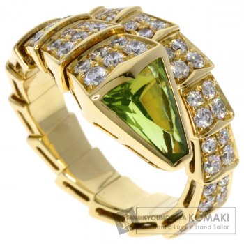 BVLGARI Serpenti Peridot Diamond Necklace, Size L, K18 Yellow Gold, Ladies, Pre-owned