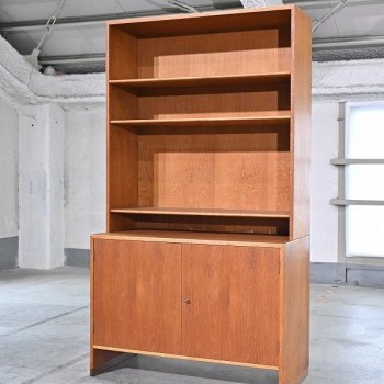 Rare Hans J. Wegner High Cabinet Writing Bureau Teak and Oak Vintage Made in Denmark