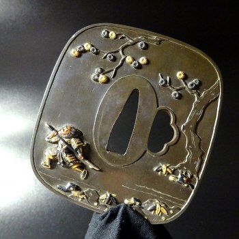 Excellent Sword Fitting with Demon Warrior Design Tsuba by Kobijutu