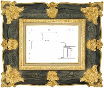 Louis-style Dual Layer Corner Flower Frame in Gold and Blue, Size F60