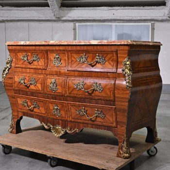 French Marble Commode Antique Cabinet Rosewood Storage Chest Vintage Classical Living Room